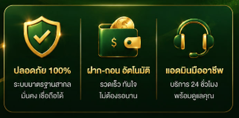 ปลอดภัย 100% ฝากถอนอัตโนมัติ แอดมินมืออาชีพ